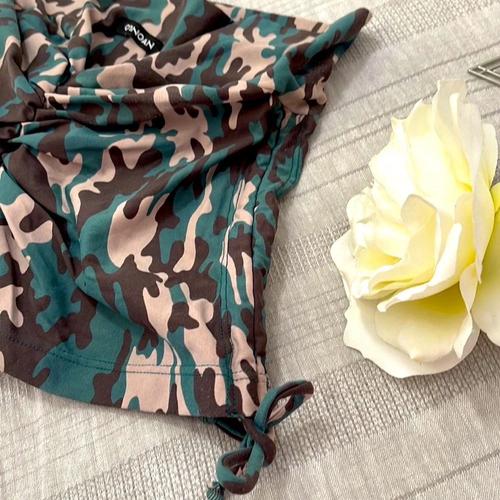 CANOAN | Women’s Scrunch Booty Lift! Green Army Shorts Size Small - Picture 8 of 8